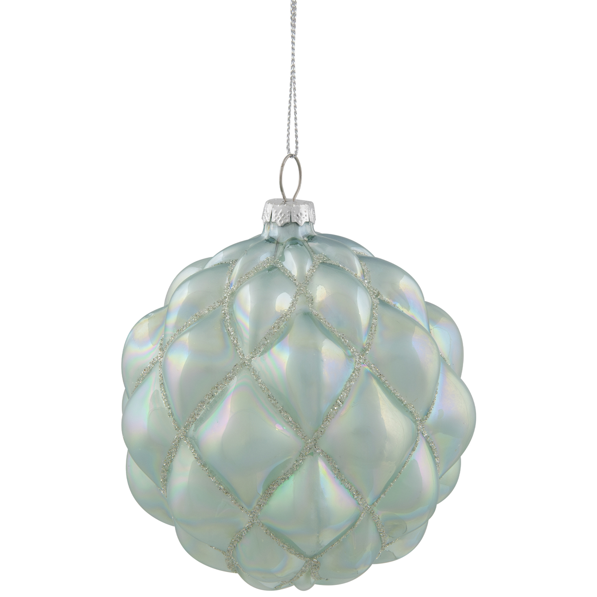 Northlight 4.5in. Iridescent Blue Glass Christmas Ball Ornament