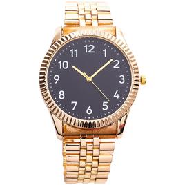 Mens Gold-Tone Black Sunray Dial Metal Watch - 50650G-07-G27