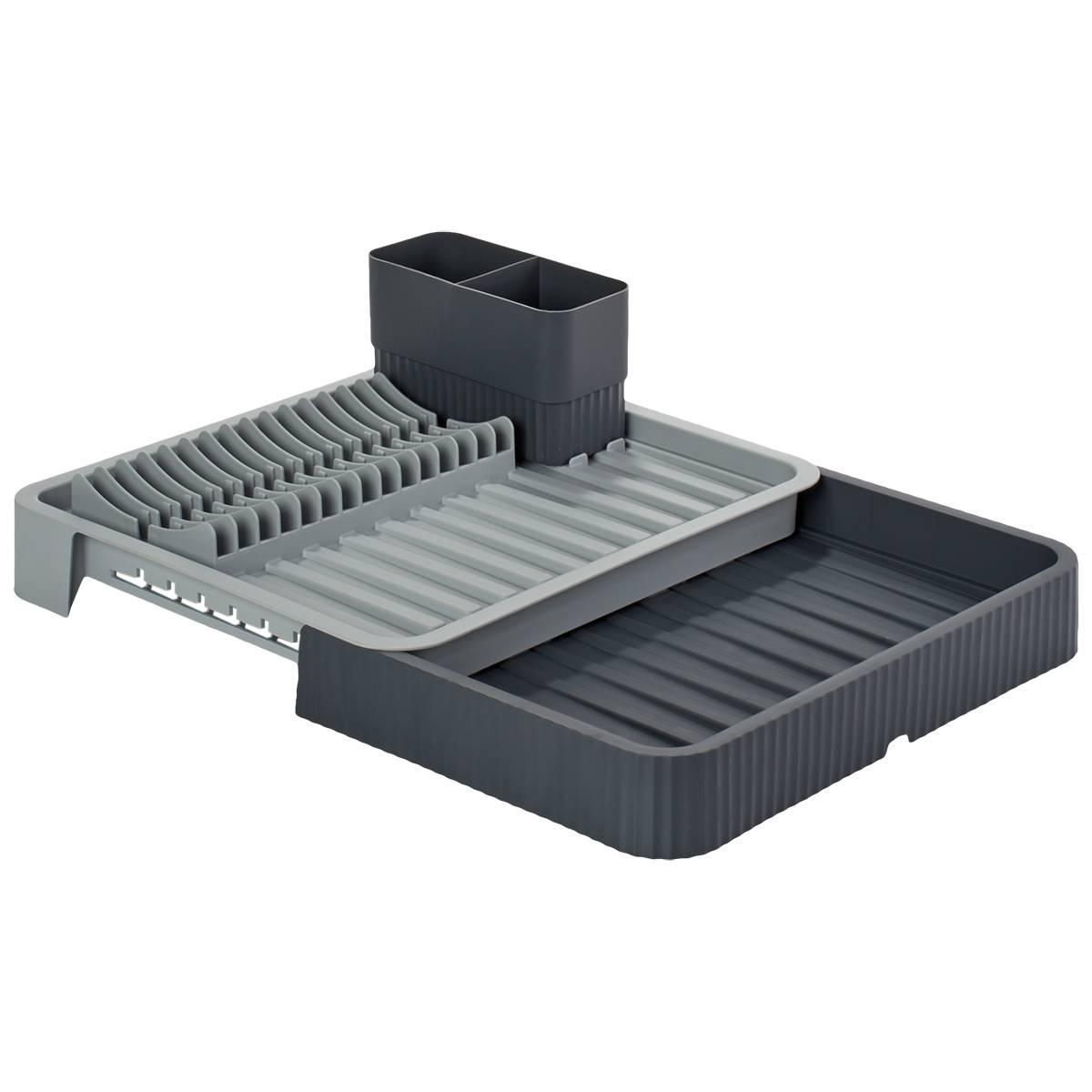 Kitchen Details Expandable Dish Rack W/Utensil Holder