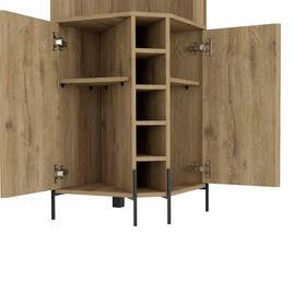 FM FURNITURE Reese Macadamia Corner Bar Cabinet