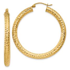 Gold Classics(tm) 14kt. Gold 4mm Diamond Cut Hoop Earrings