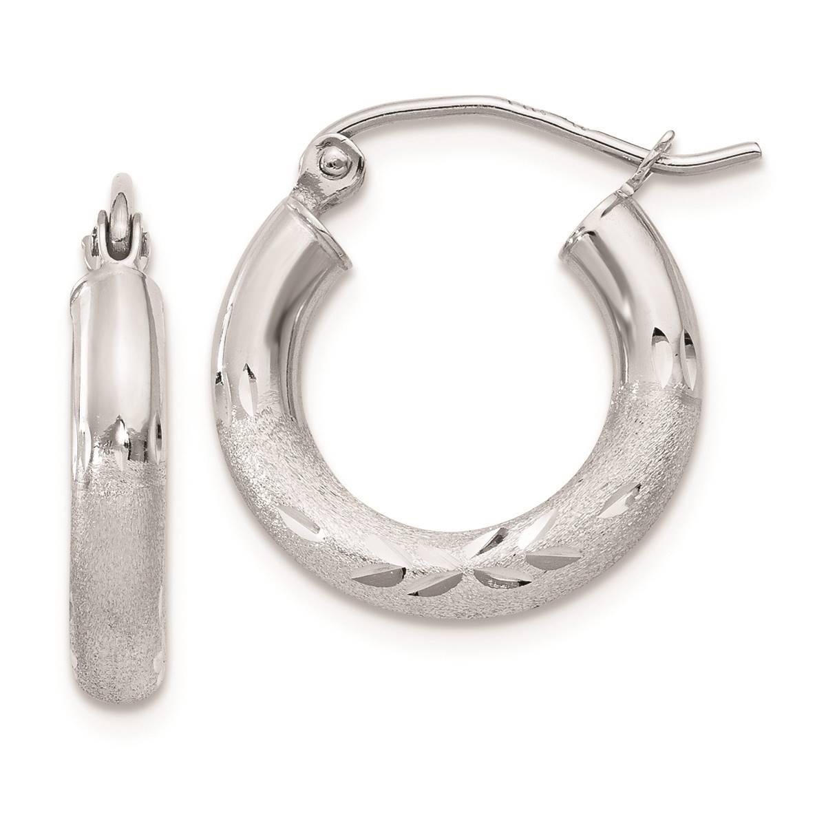 Gold Classics(tm) 10kt. White Gold Satin 10mm Round Hoop Earrings