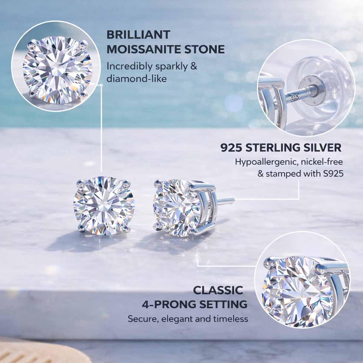 Saffron 1ctw. Moissanite Stud Earring