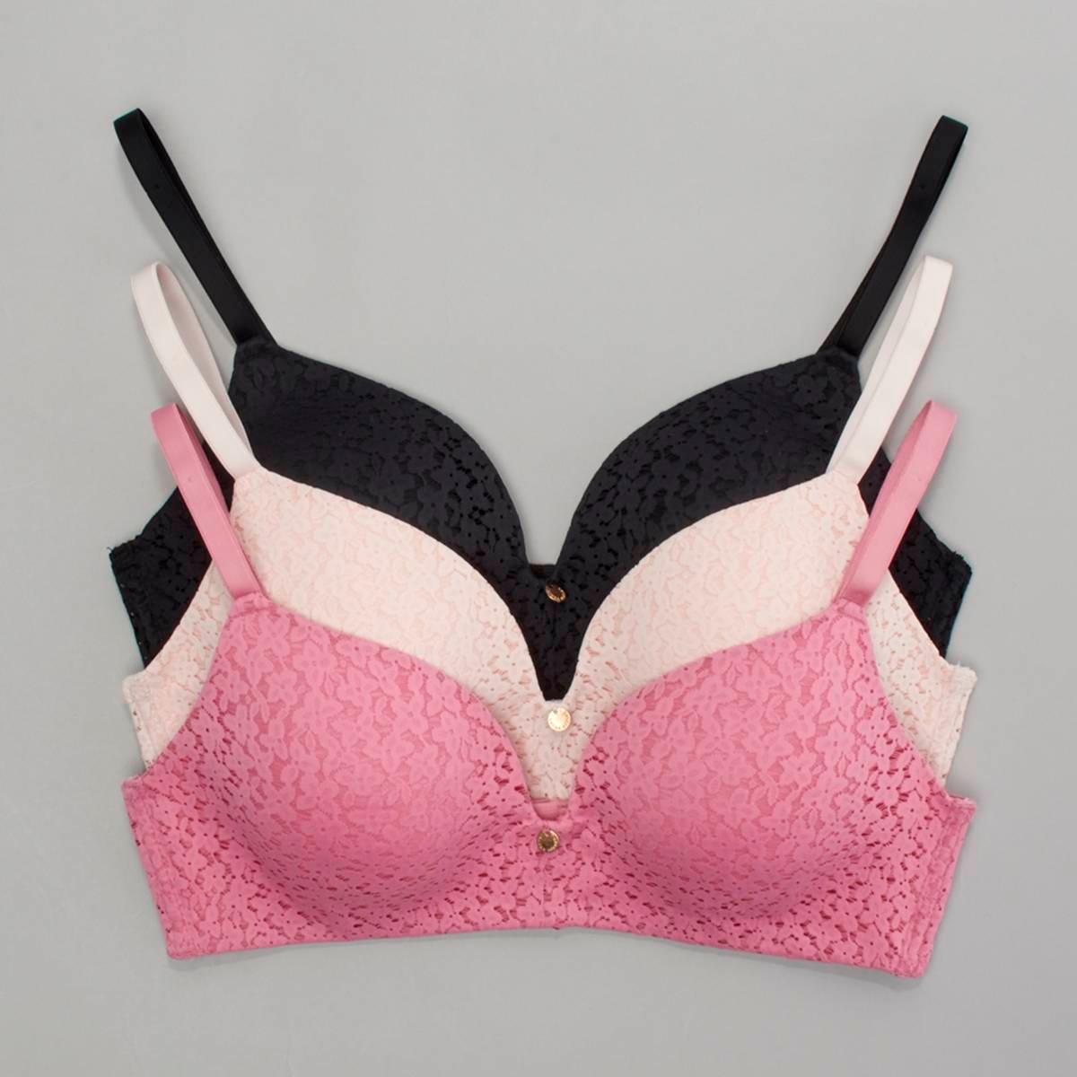 Womens Laura Ashley 3pk Floral Lace Wire Free Bra