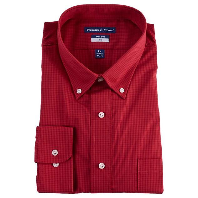 Mens Big & Tall Preswick & Moore® Checkered Dress Shirt - Red