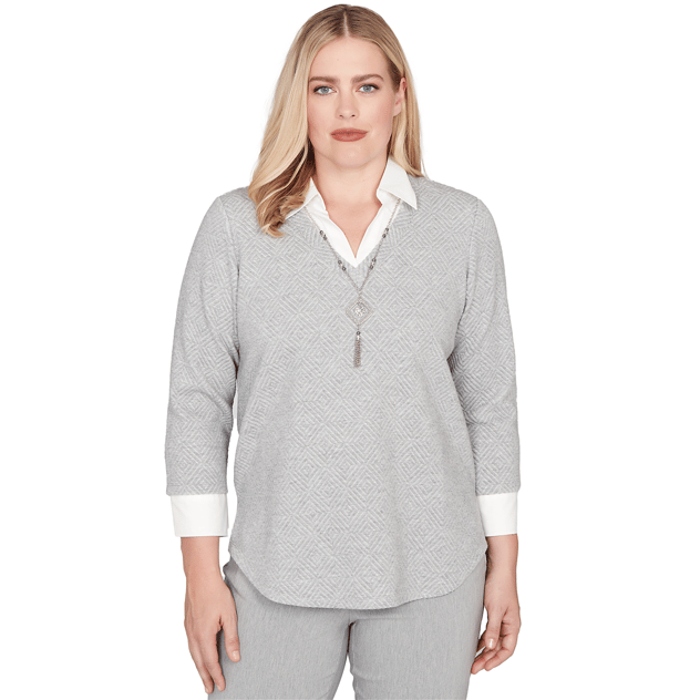 Womens Alfred Dunner Stockbridge Diamond Two In One Sweater