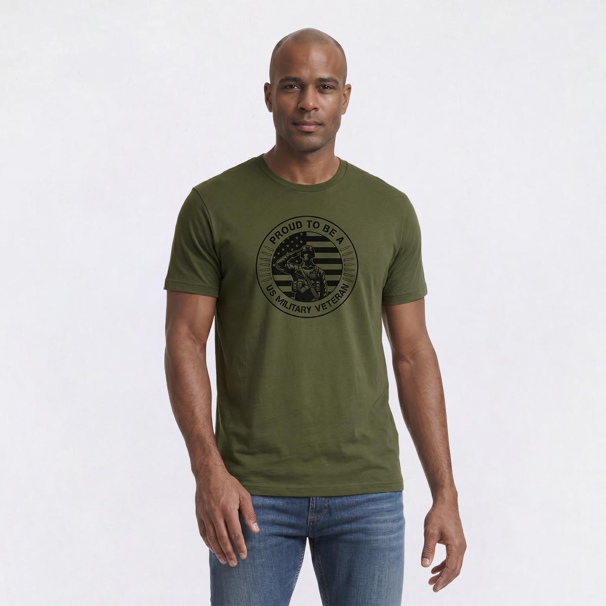Mens Proud To Salute Short Sleeve USA Tee - Military Green