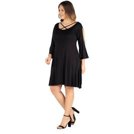 Plus Size 24/7 Comfort Apparel Criss-Cross Cold Shoulder Dress