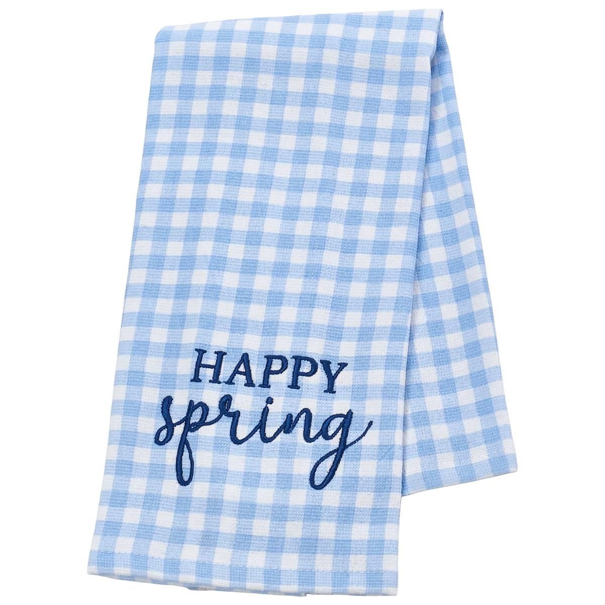 Happy Spring Check Kitchen Towel