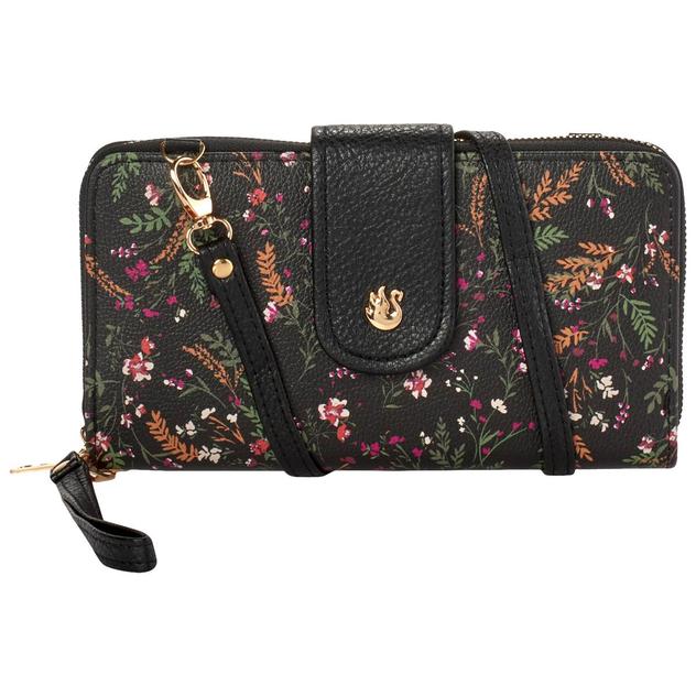 Womens Gloria Vanderbilt Floral Zip-Around Crossbody Wallet
