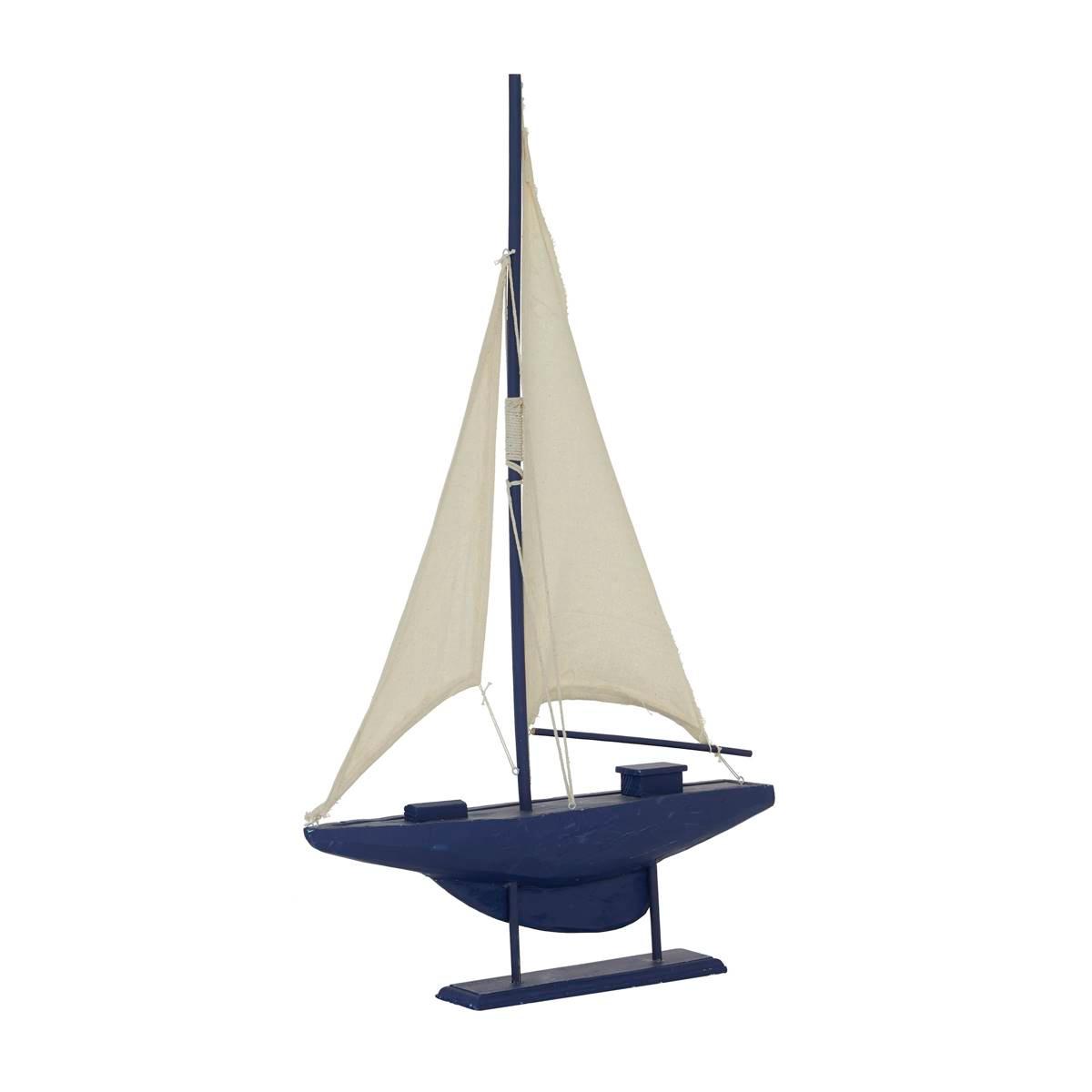 9th & Pike® Dark Blue Wood Coastal Sail Sculpture
