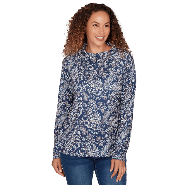 Womens Skye’s the Limit Cozy Up Envelope Neck Paisley Blouse