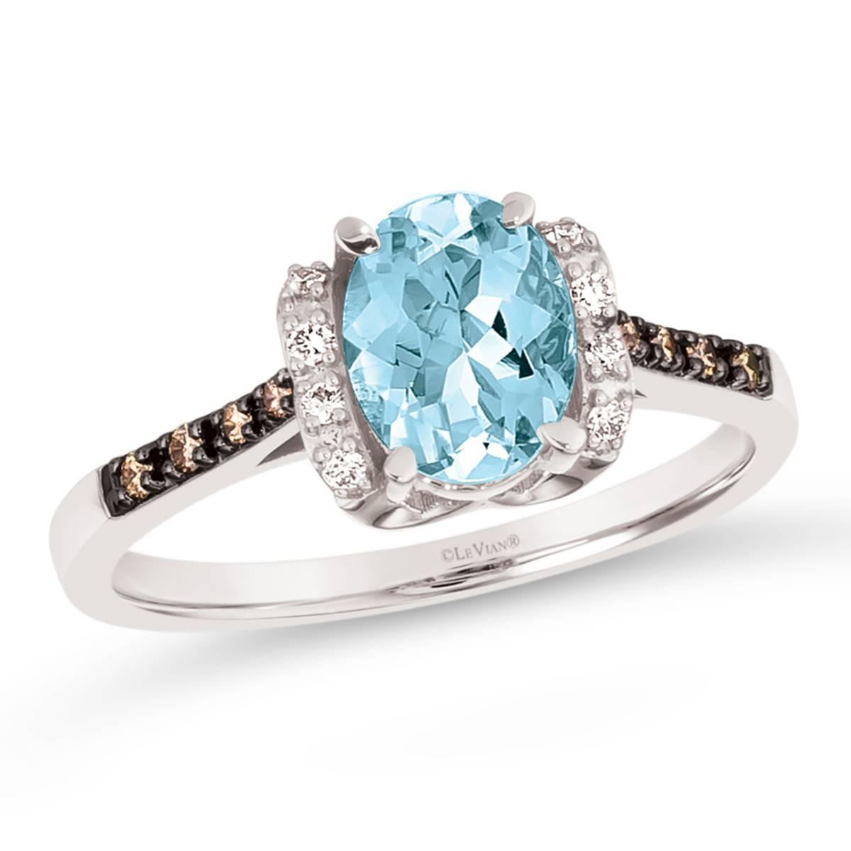Le Vian(R) 14kt. White Gold 7/8ctw. Aquamarine Diamond Accent Ring