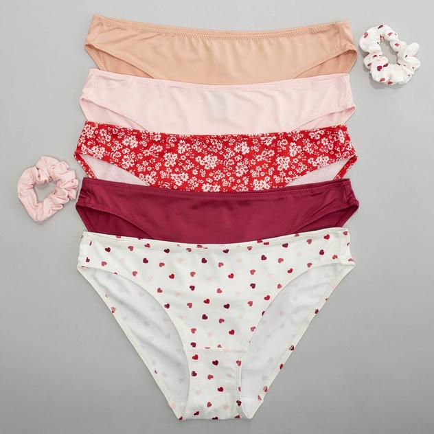 Womens René Rofé® 5pk. Micro Bikinis w/Scrunchies 327SH5-N137PG