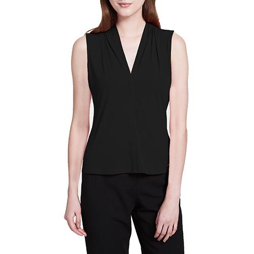 Womens Calvin Klein Sleeveless Shirred V-Neck Blouse