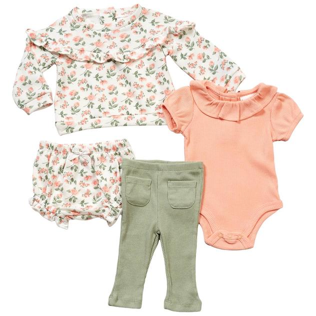 Baby Girl (NB-9M) Nicole Miller 4pc. Flower Fleece Set