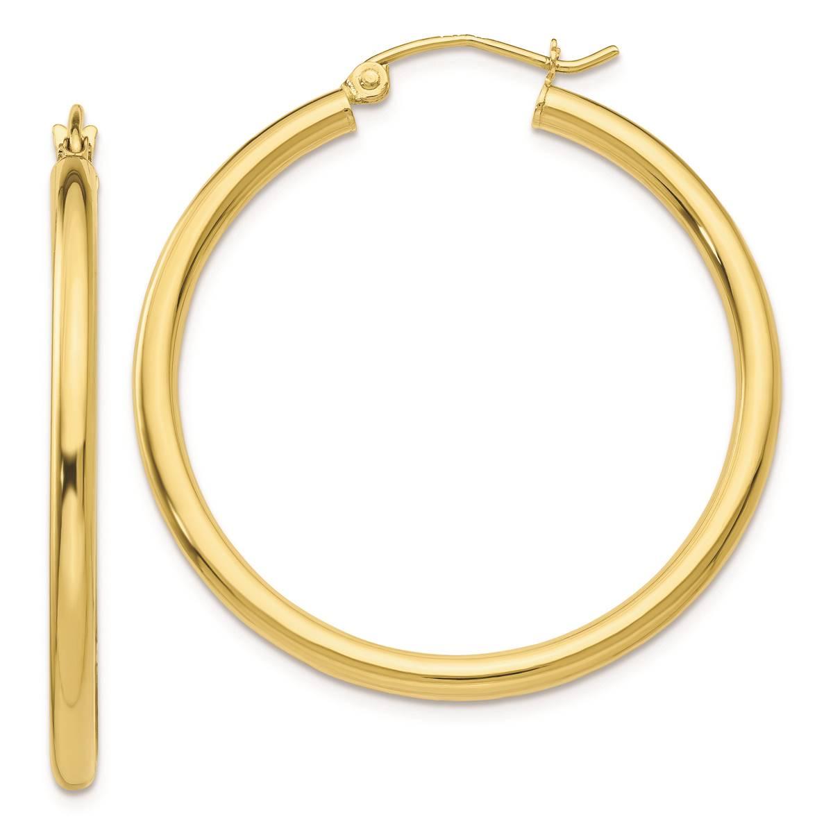 Gold Classics(tm) 10kt. Polished 25mm Tube Hoop Earrings