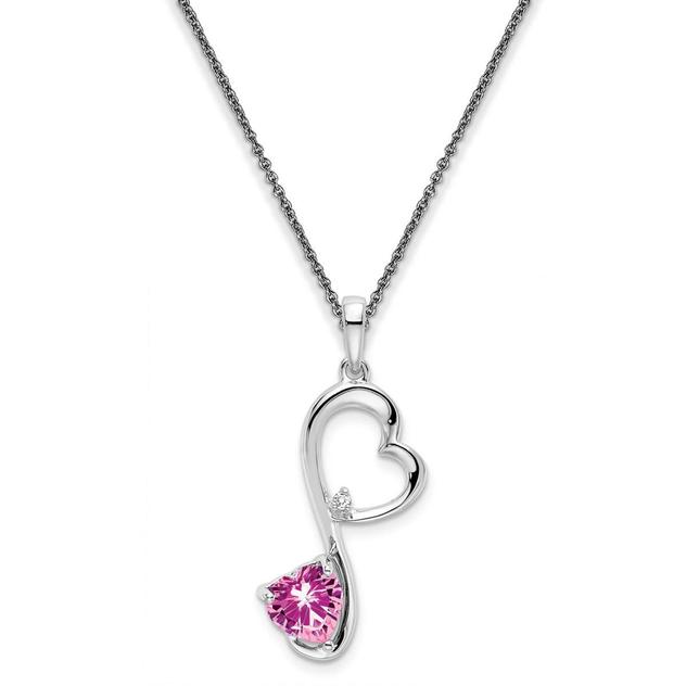 14kt. White Gold Heart Sapphire Pendant Necklace