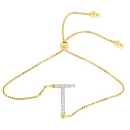 Nova Star(R) Gold Plated 1/10ctw. Lab Grown Diamond T Bolo Bracelet