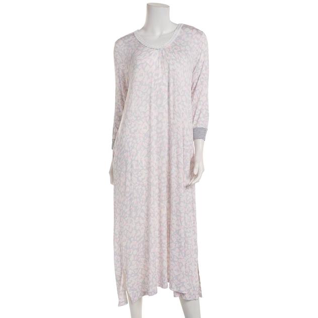 Womens René Rofé® 3/4 Sleeve Abstract Ribbon Trim Nightgown