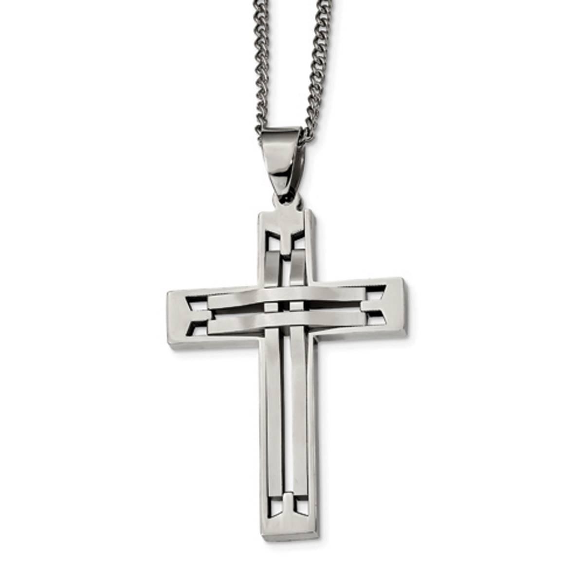 Mens Gentlemens Classics(tm) Stainless Steel Cross Pendant Necklace