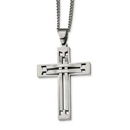 Mens Gentlemens Classics(tm) Stainless Steel Cross Pendant Necklace