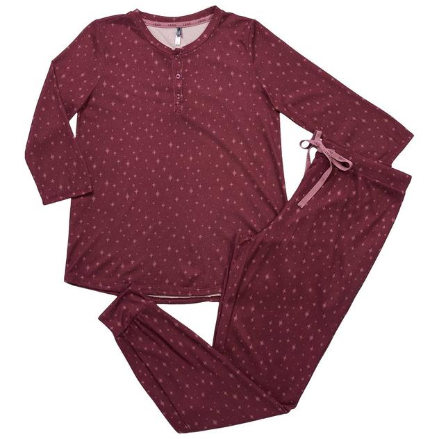 Petite IZOD® 3/4 Sleeve Diamonds Henley & Cuffed Pajama Set