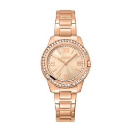 Womens DKNY Crystal Bezel Rose Gold Bracelet Watch-DK1L105M0075