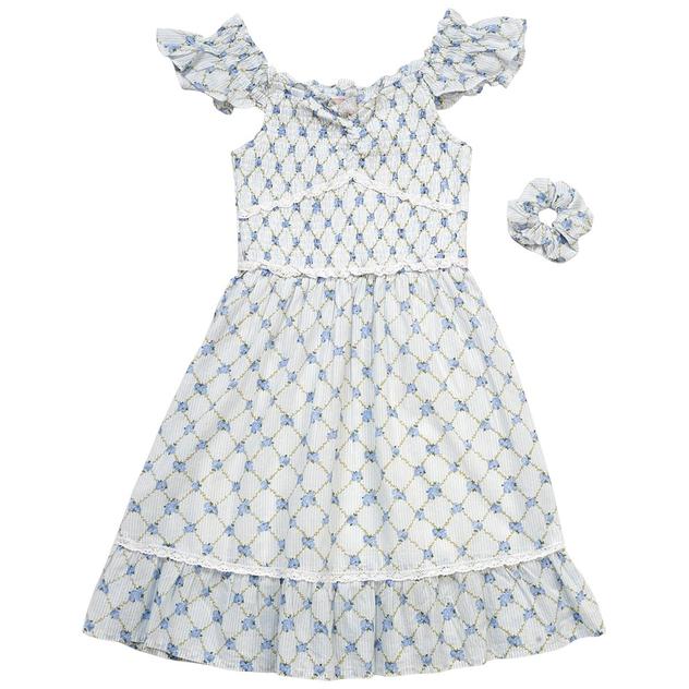 Girls (7-14) Japna Girls Floral Lattice Ruffle Sleeveless Dress