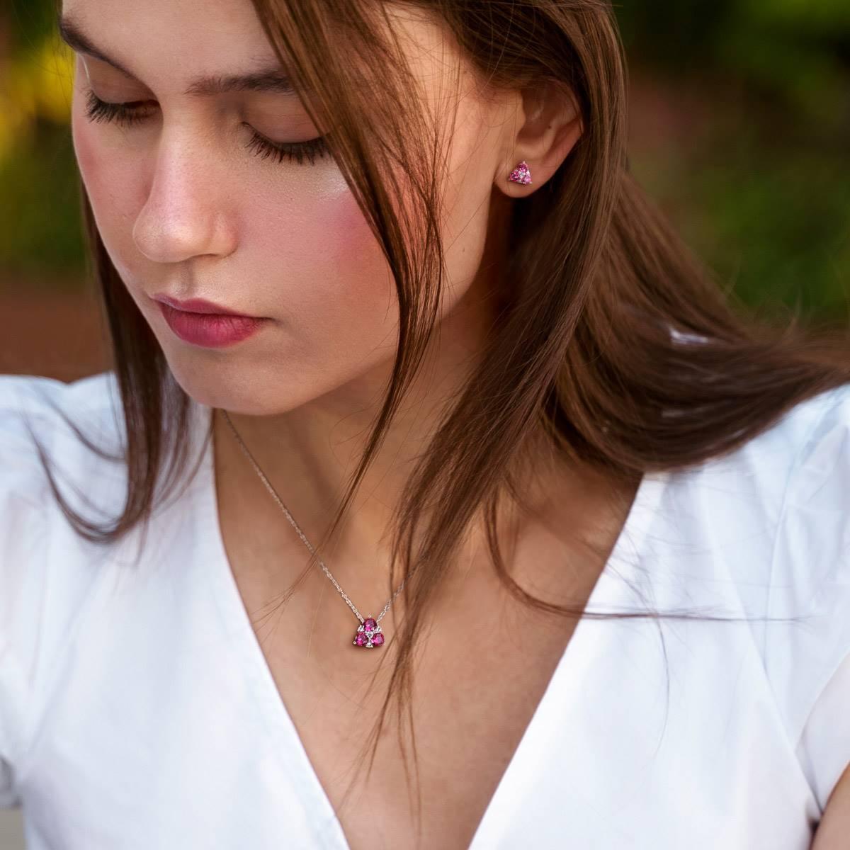 Gemstone Classics™ 3.375kt. Created Ruby 3 Stone Pendant Set