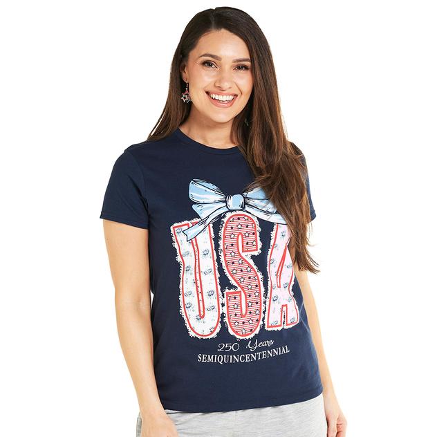 Womens Home of the Brave 250 USA Bow Short Sleeve Tee