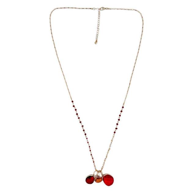 Ashley Cooper™ Gold-Tone Bead & Stone Pendant Necklace