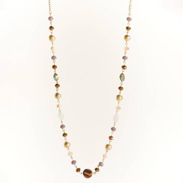 Ashley Cooper™ Pink & Purple Glass Beaded Long Necklace