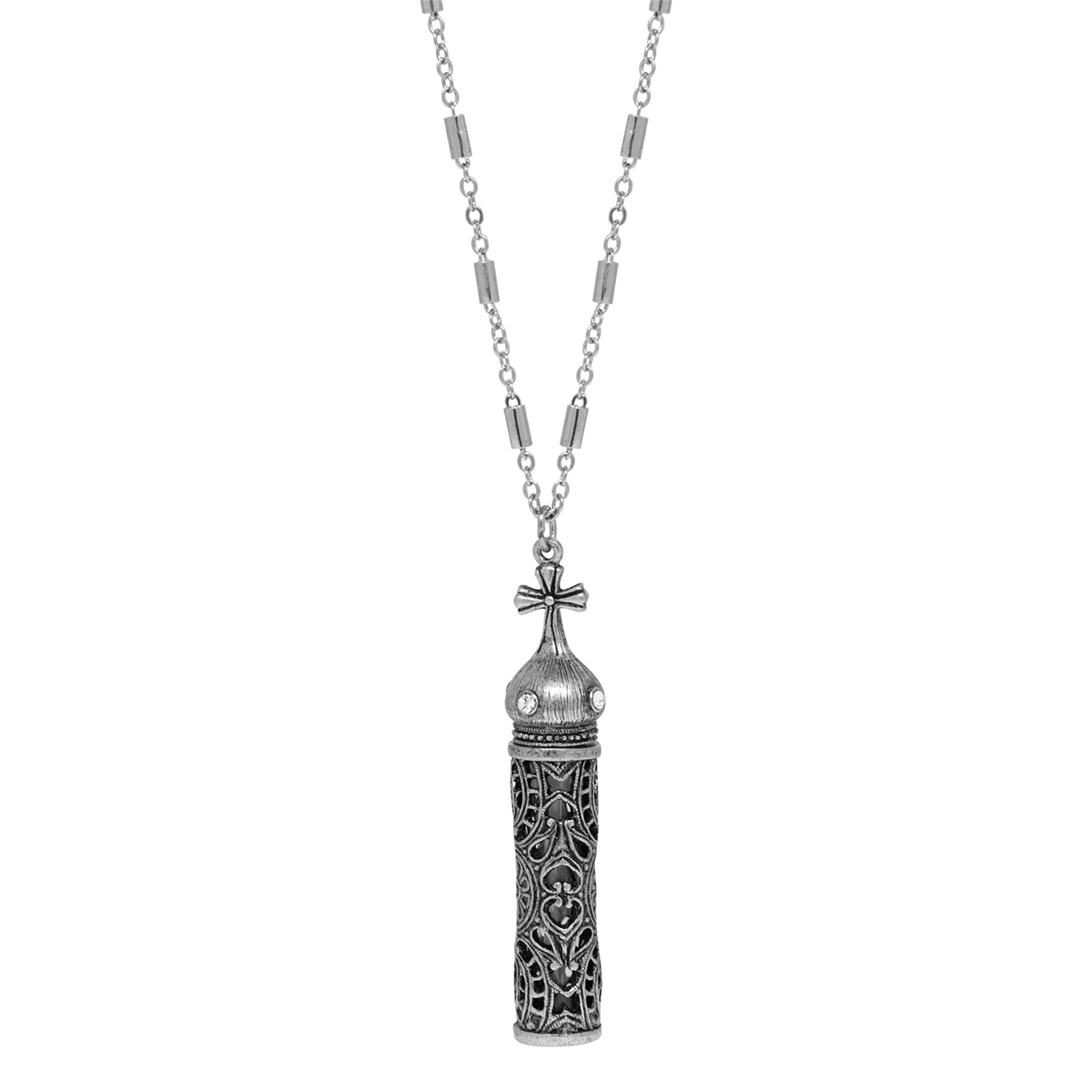 Symbols of Faith Silver Tone Holy Water Vial Necklace