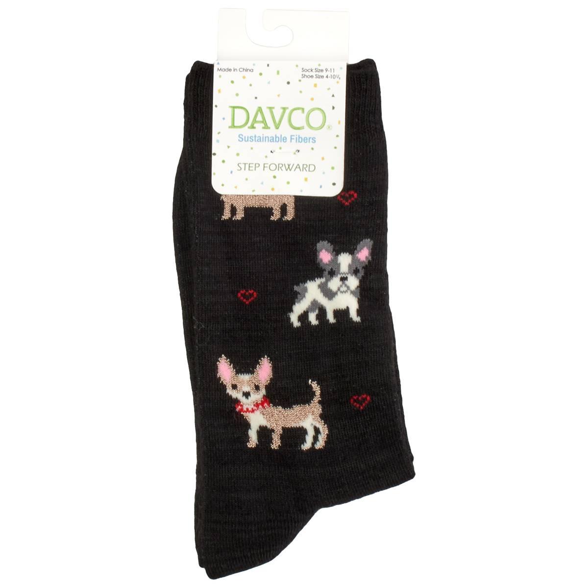 Womens Davco® Dogs and Hearts Crew Socks