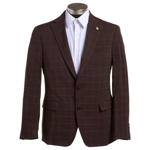 Mens CRICKETEER Plaid Sport Coat - Brown/Burgundy