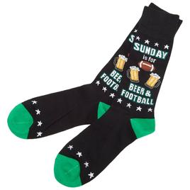 Mens Davco(R) Sunday Beer & Football Crew Socks - Black