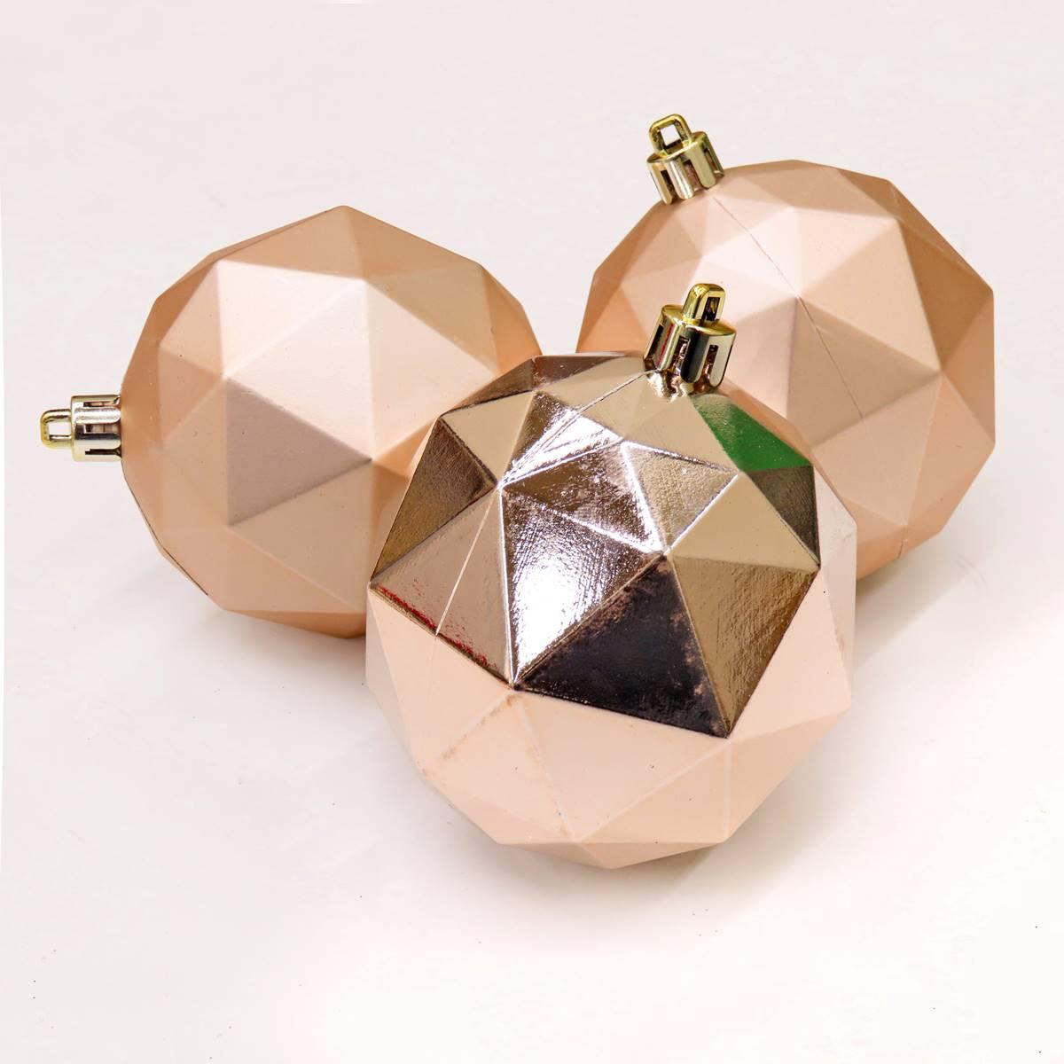 National Tree 10in. Rose Gold Geometric Ornaments - Set of 6