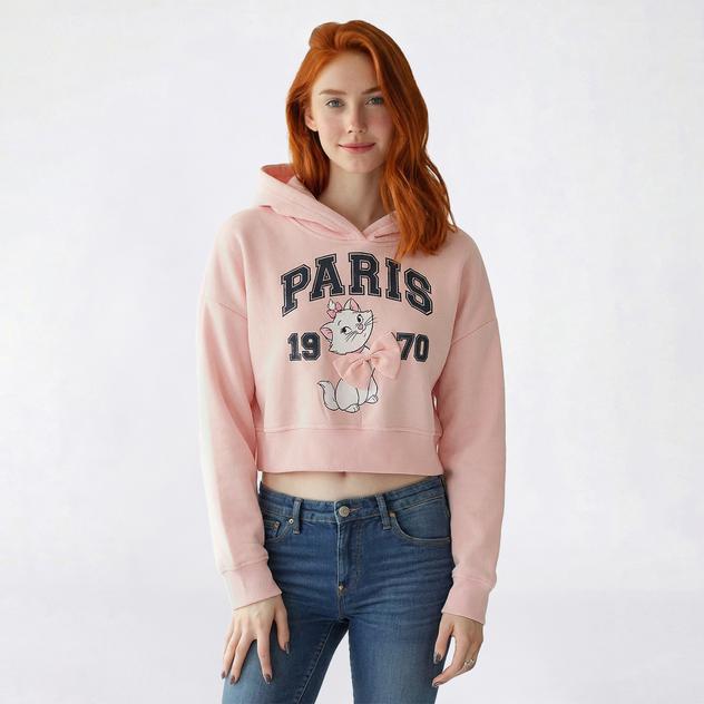 Juniors Disney The Aristocats Marie Paris Bow Pullover Hoodie