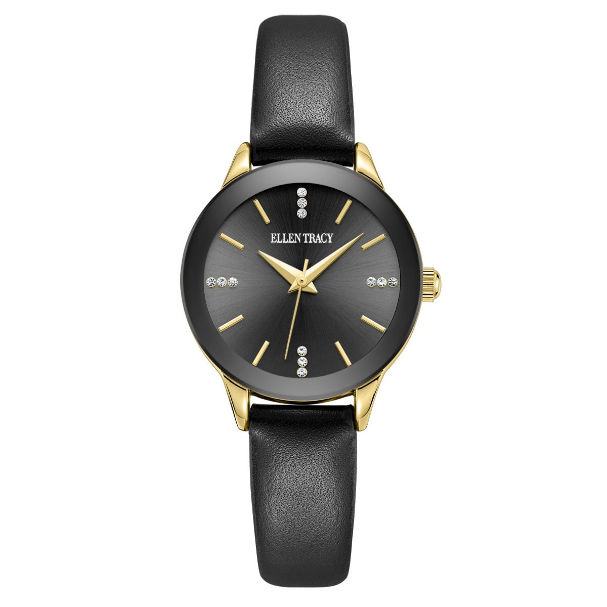 Womens Ellen Tracy Gold-Tone Metal Bezel Strap Watch - ET5462GD