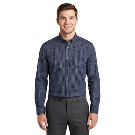 Mens Christian Aujard Fitted Diamond & Dots Dress Shirt - Navy