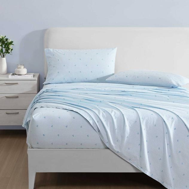 Laura Ashley® Turtle Gingham 100% Percale Cotton Sheet Set
