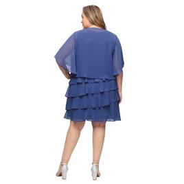 Plus Size SLNY Short Sleeve Tiered Rhinestone Detail Jacket Dress