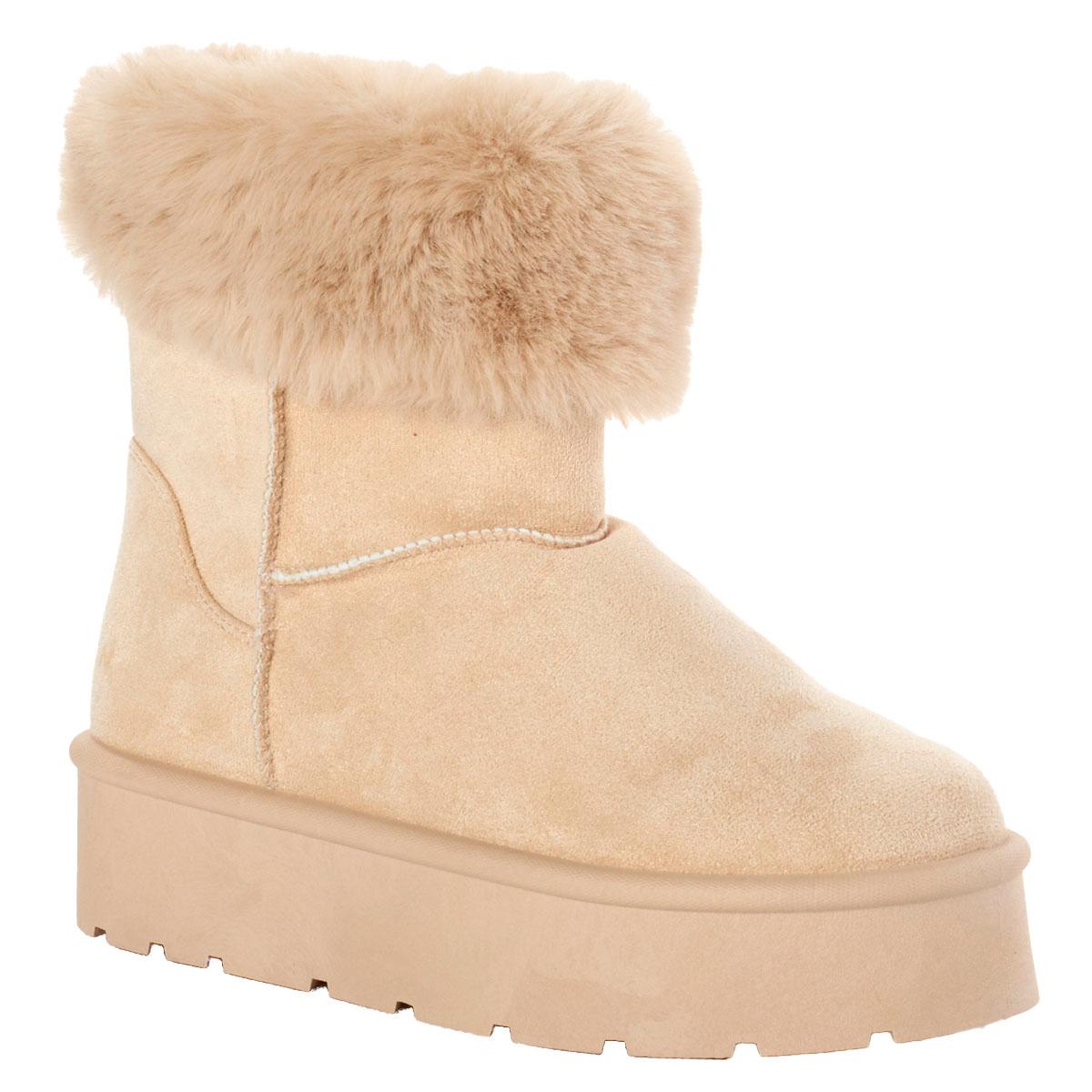 Womens Danskin Faux Suede Fur Cuff Ankle Boots