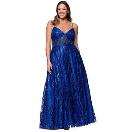 Juniors Plus Blondie Nites Glitter Sweetheart A-Line Dress
