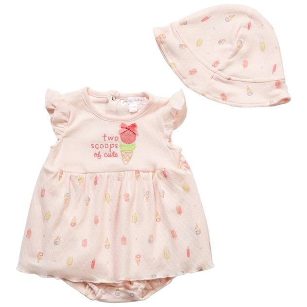 Baby Girl (NB-9M) Adley & Hudson® Ice Cream Bodysuit Dress w/ Hat