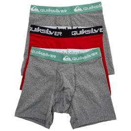 Young Mens Quiksilver 3pk. Fly Front Boxer Briefs -Red/Grey/Black