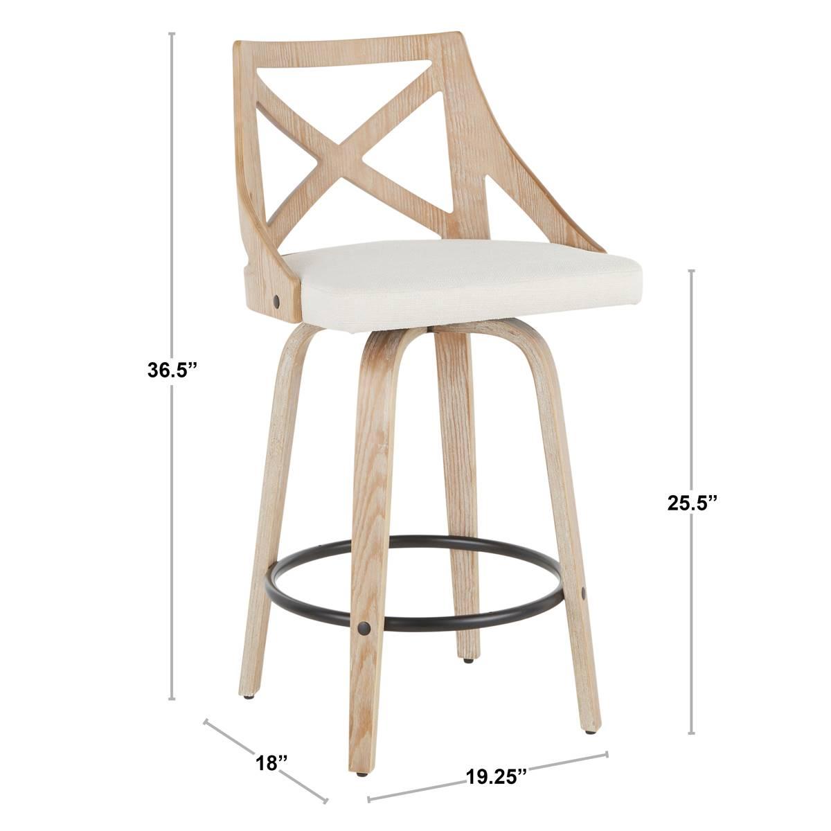 LumiSource Charlotte Farmhouse Swivel Counter Stools - Set of 2