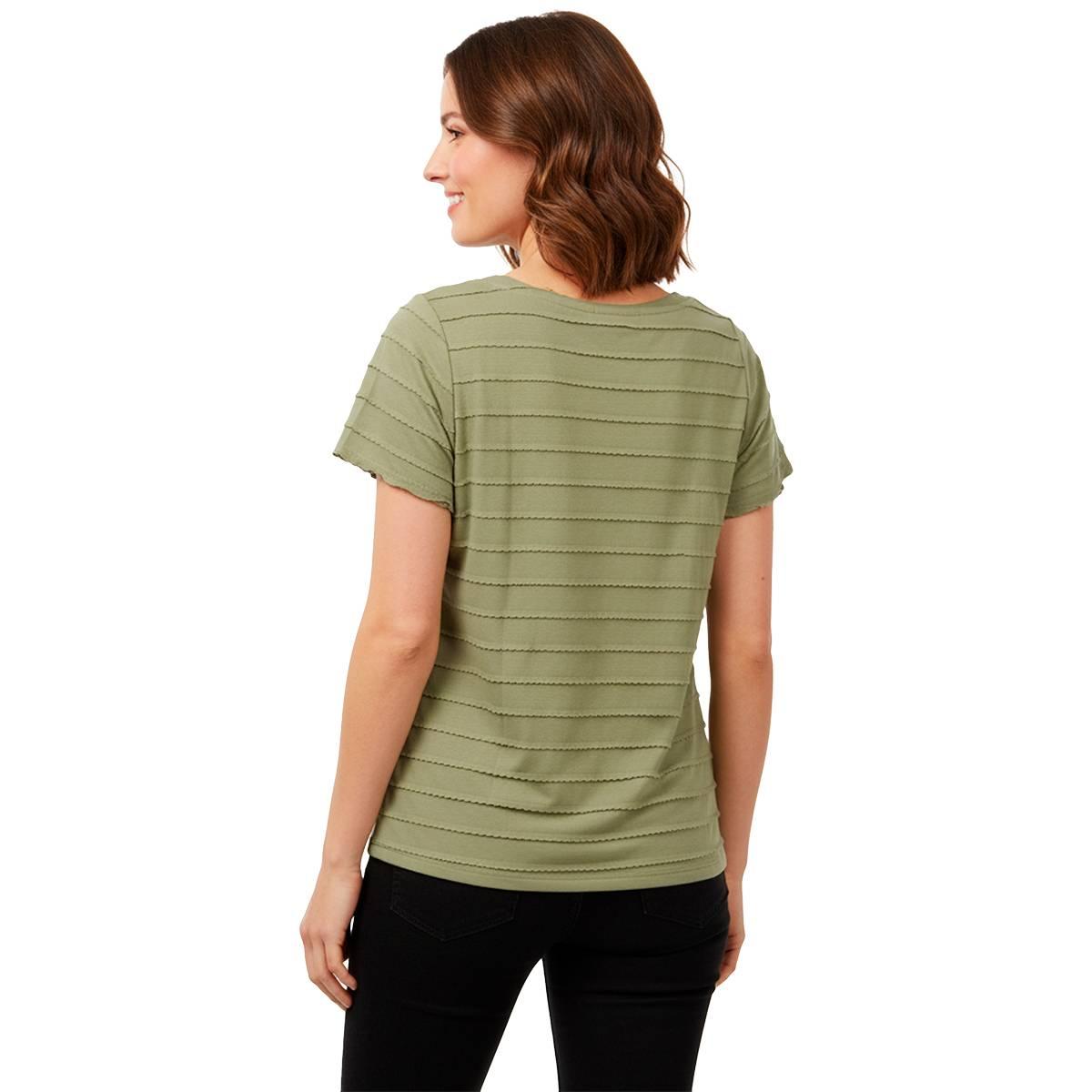 Womens French Laundry Short Sleeve Scallop Trim Blouse