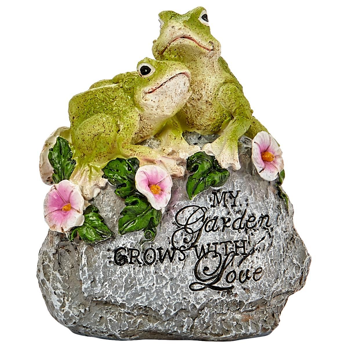 Resin My Garden Grows with Love Frog Couple Garden Stone